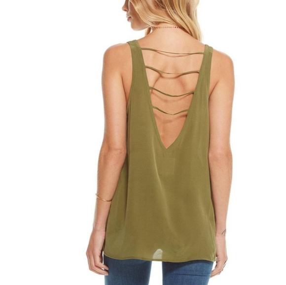 Chaser 100% Silk Green Tank - Size Small - Picture 7 of 7